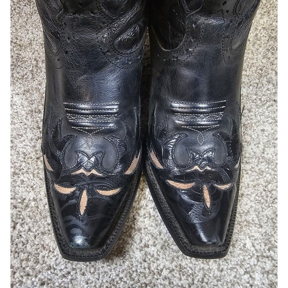 Ariat 7B Dahlia Western Boot Black Leather Cowgirl Whimsygoth Goth Boho Rodeo - Picture 4 of 13